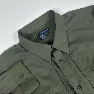 5.11 Tactical Mens SZ 2XL Ripstop Utility Shirt Green Long Sleeve Vented Work